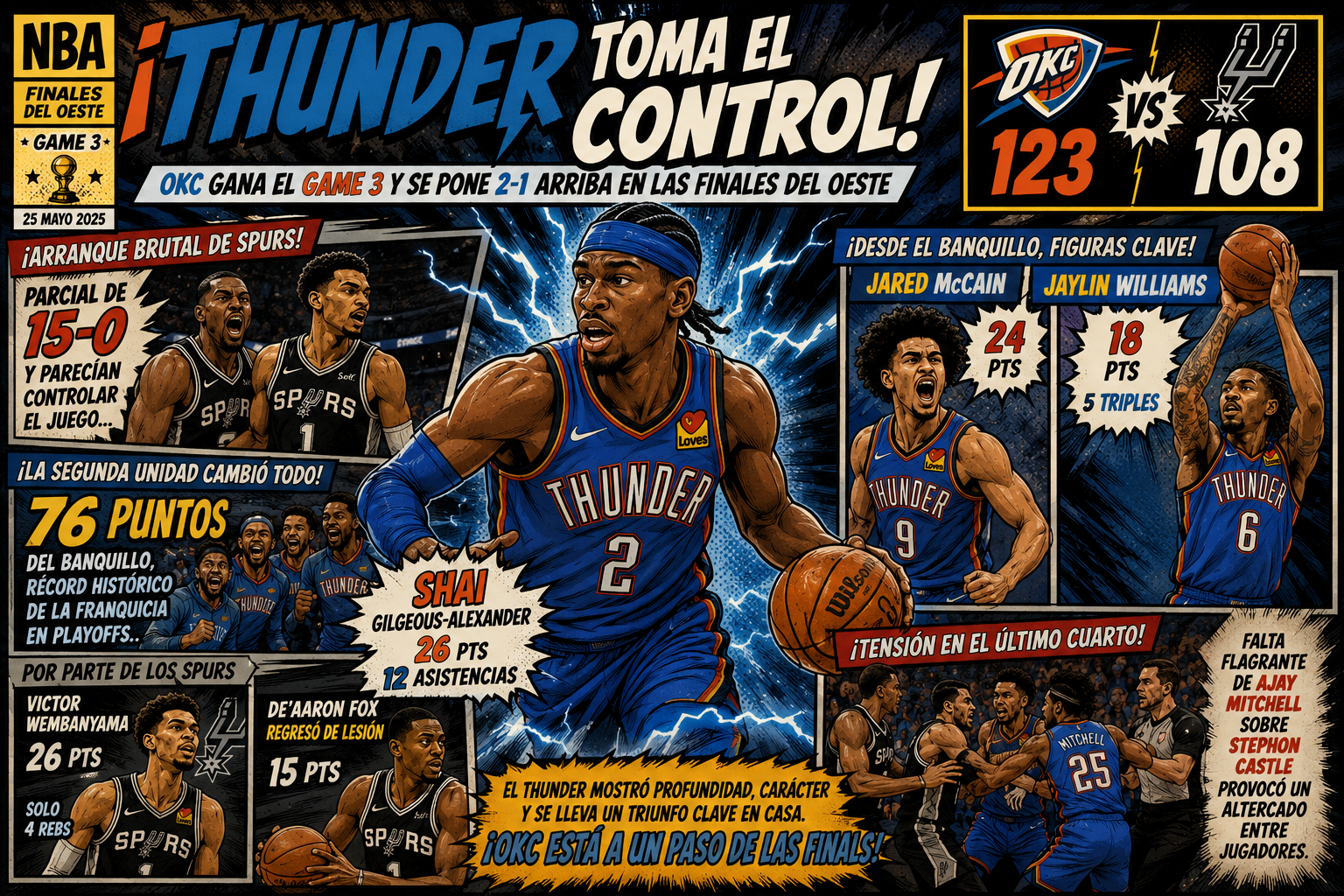 El banquillo de los Thunder destroza a San Antonio