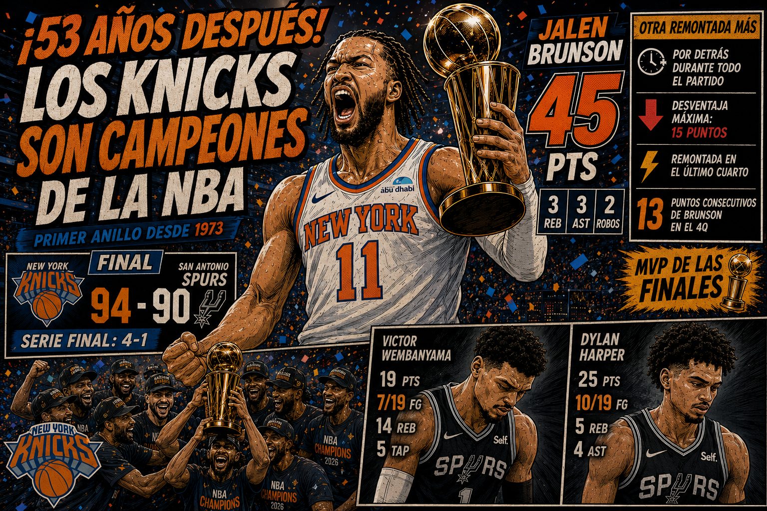 LOS KNICKS GANAN EL ANILLO 53 AÑOS DESPUÉS